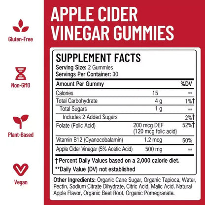 Apple Cider Vinegar Gummies (500mg) | complément alimentaire Detox, perte de poids, Cholesterol, et gain d'énergie