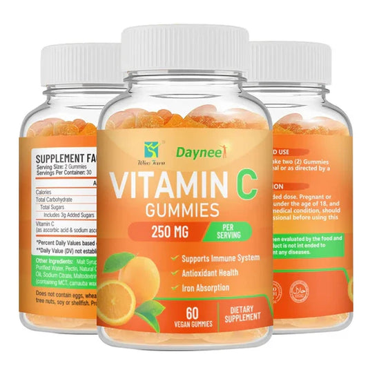 Vitamin C Gummies (250mg) complément alimentaire pour la formation de collagène  amélioration de la santé de la peau.